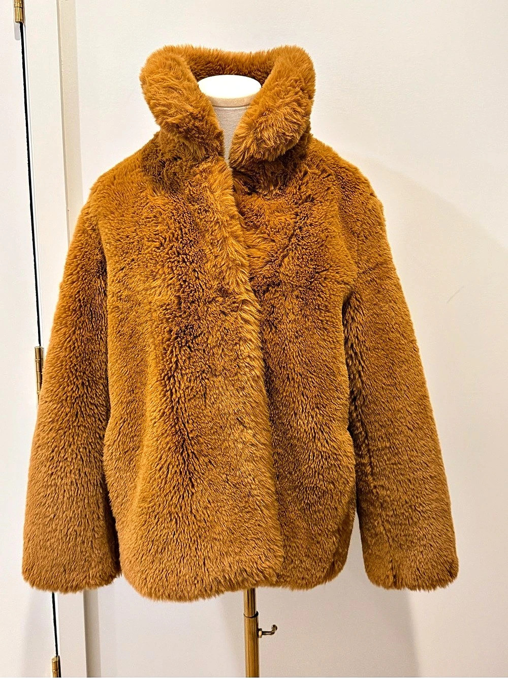 NOIZE Carly Topaz Faux Fur Teddy Coat Brown Size S